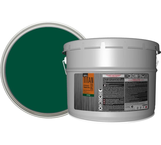 Изображение товара Грунт-эмаль быстросохнущая ОРЕОЛ TITAN матовая зеленая RAL 6005 8 л 10 83769
