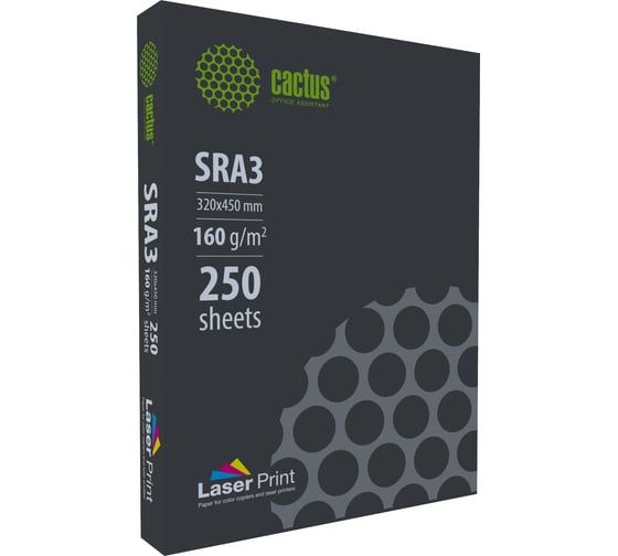 Изображение товара Бумага Cactus CS-LPSRA3160250 SRA3/160г/м2/250л./белый, CIE170% для лазерной печати 2079943