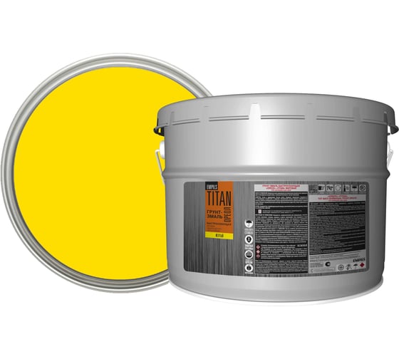 Изображение товара Грунт-эмаль быстросохнущая ОРЕОЛ TITAN матовая жёлтая RAL 1023 8 л 10 83765