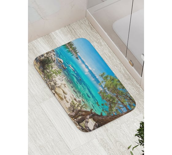 Изображение товара Коврик противоскользящий JoyArty "Вид с жаркого пляжа" для ванной, сауны, бассейна, bath_10903