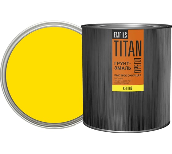 Изображение товара Грунт-эмаль быстросохнущая ОРЕОЛ TITAN матовая жёлтая RAL 1023 2.2 л 2 83766