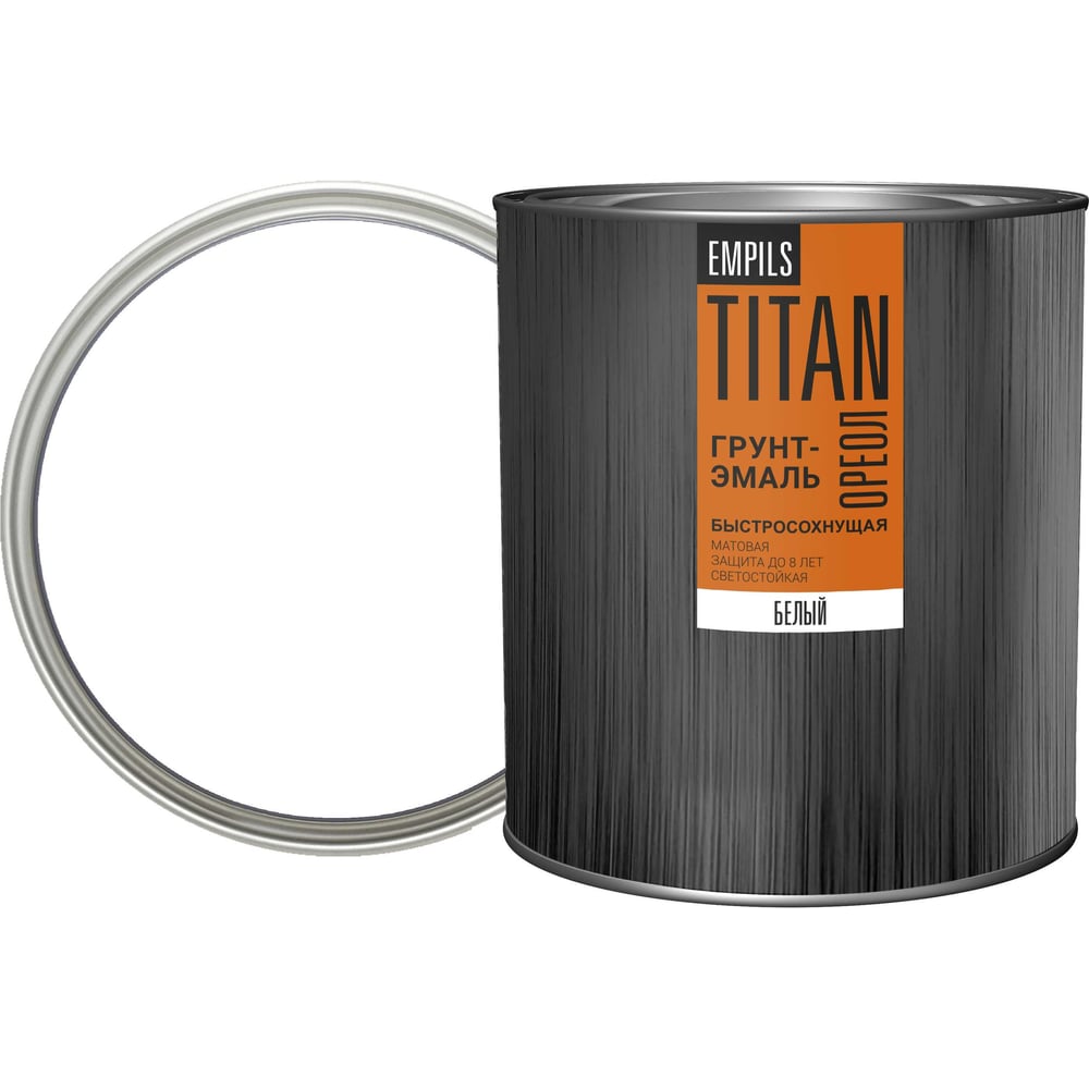 Изображение товара Грунт-эмаль быстросохнущая ОРЕОЛ TITAN матовая белая RAL 9010 2.2 л 2. 83762