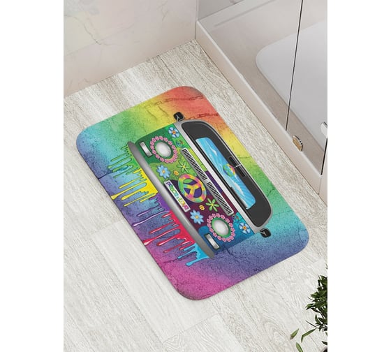 Изображение товара Коврик противоскользящий JoyArty "Красочный автомобиль хиппи" для ванной, сауны, бассейна, bath_14923
