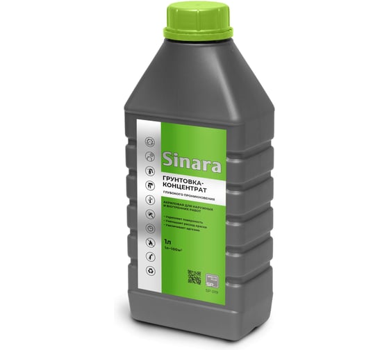 Изображение товара Грунтовка-концентрат глубокого проникновения акриловая для наружных и внутренних работ Sinara, 1 л SP 019