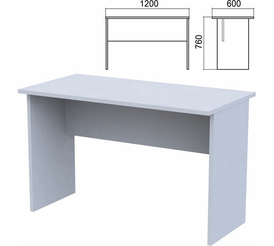 Изображение товара Стол письменный ОФИСМАГ (ш1200Хг600Хв760 мм), серый, А-002.60, ш/к35669 641245