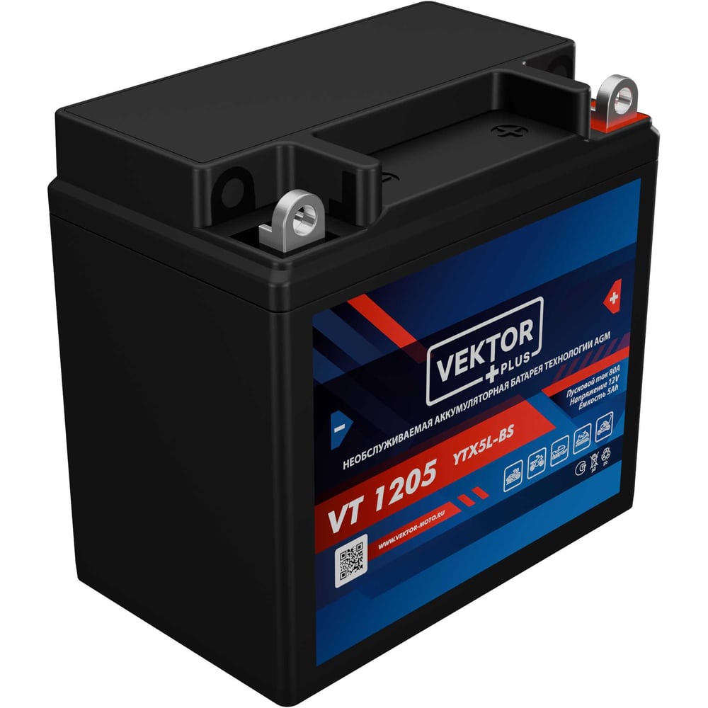 Изображение товара Аккумуляторная батарея VEKTOR PLUS VT 1205 5 А*ч AGM свинцово-кислотная