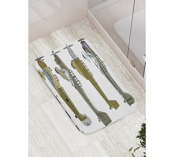 Изображение товара Коврик противоскользящий JoyArty "Самолеты вермахта" для ванной, сауны, бассейна, bath_15620