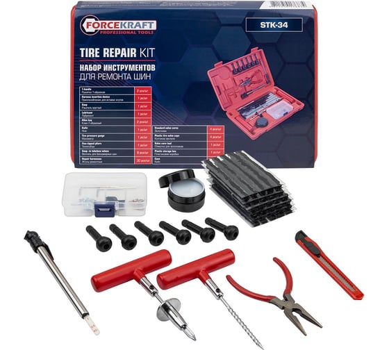 Изображение товара Набор инструментов для ремонта шин Forcekraft FK-STK-34(65711)