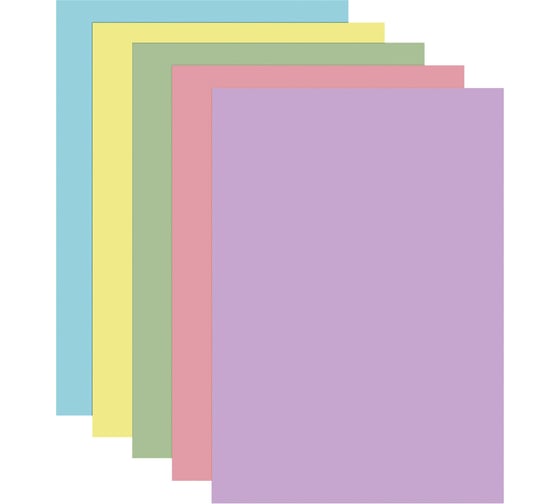 Изображение товара Бумага цветная ОФИСМАГ А4, 80г/м2, 100 л, (5 цветов x 20 листов), микс пастель, ш/к 28613 115111