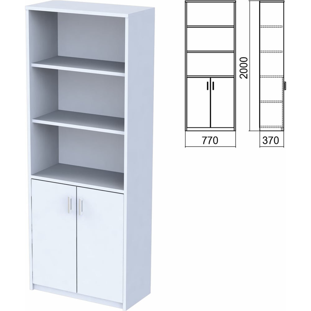 Изображение товара Шкаф полузакрытый ОФИСМАГ Арго 770x2000x370 мм 2 двери 4 полки серый А-310