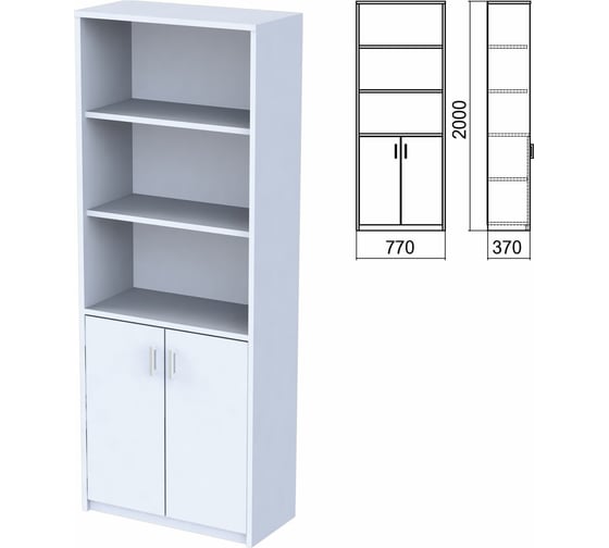 Изображение товара Шкаф полузакрытый ОФИСМАГ Арго (ш770Хг370Хв2000 мм), 2 двери, 4 полки, серый, А-310, ш/к 36185 641617