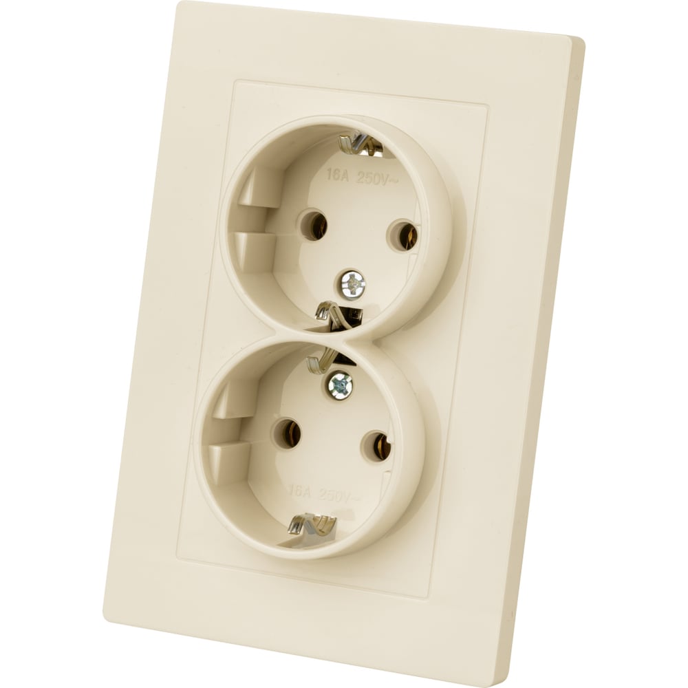 Изображение товара Розетка двойная TDM ELECTRIC 2П+З 16А 250В слоновой кости