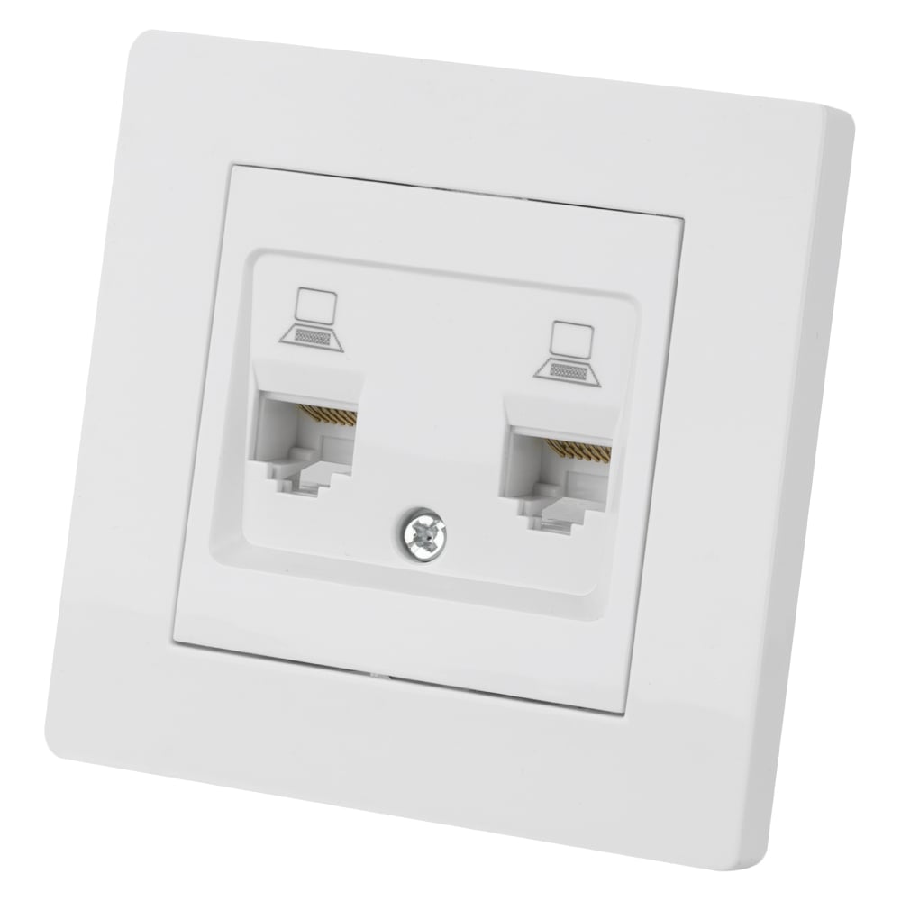 Изображение товара Розетка компьютерная двойная RJ45 Сенеж SQ1816-0044, монтаж встроенный, белая