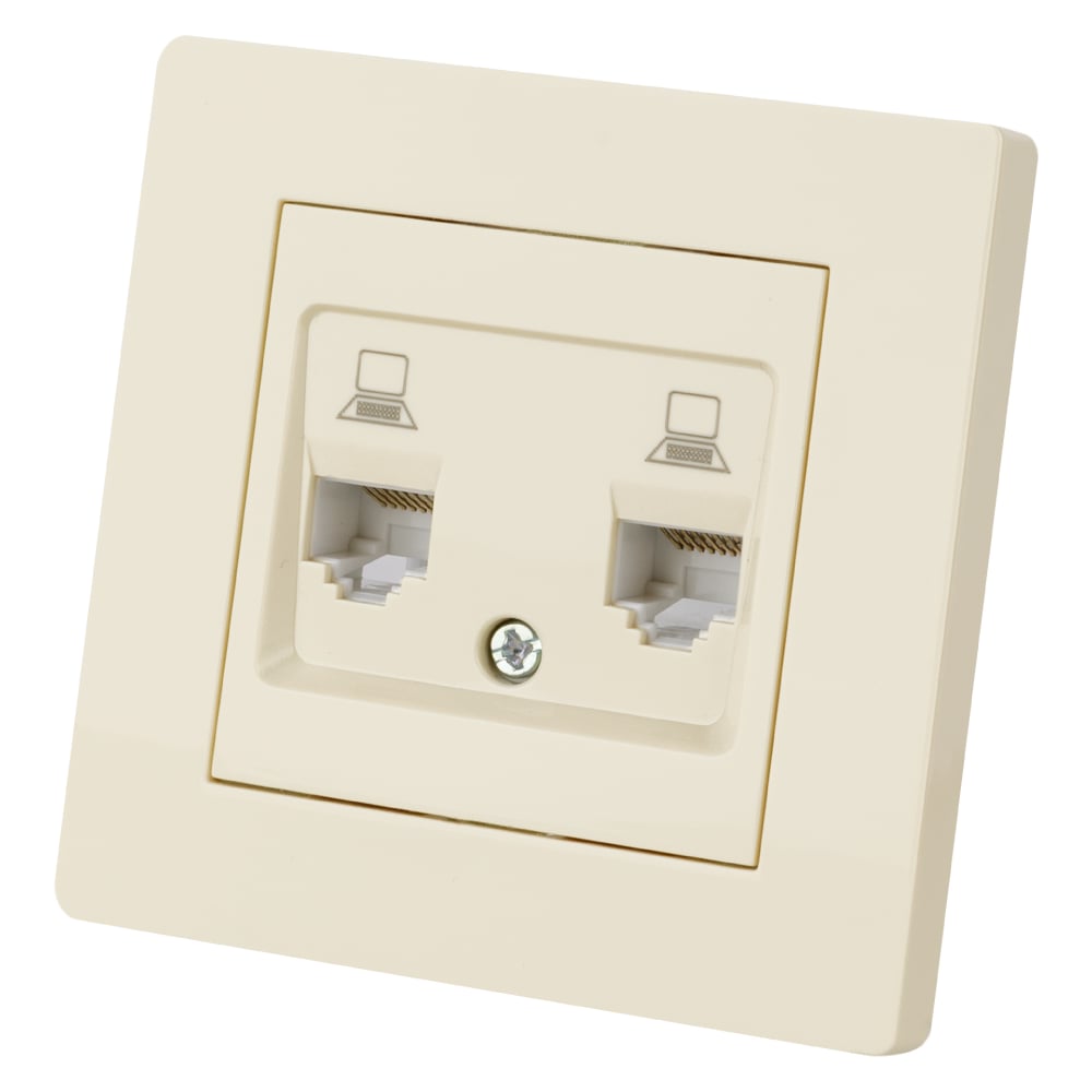 Изображение товара Компьютерная двойная RJ45 розетка серия Сенеж, цвет слоновая кость