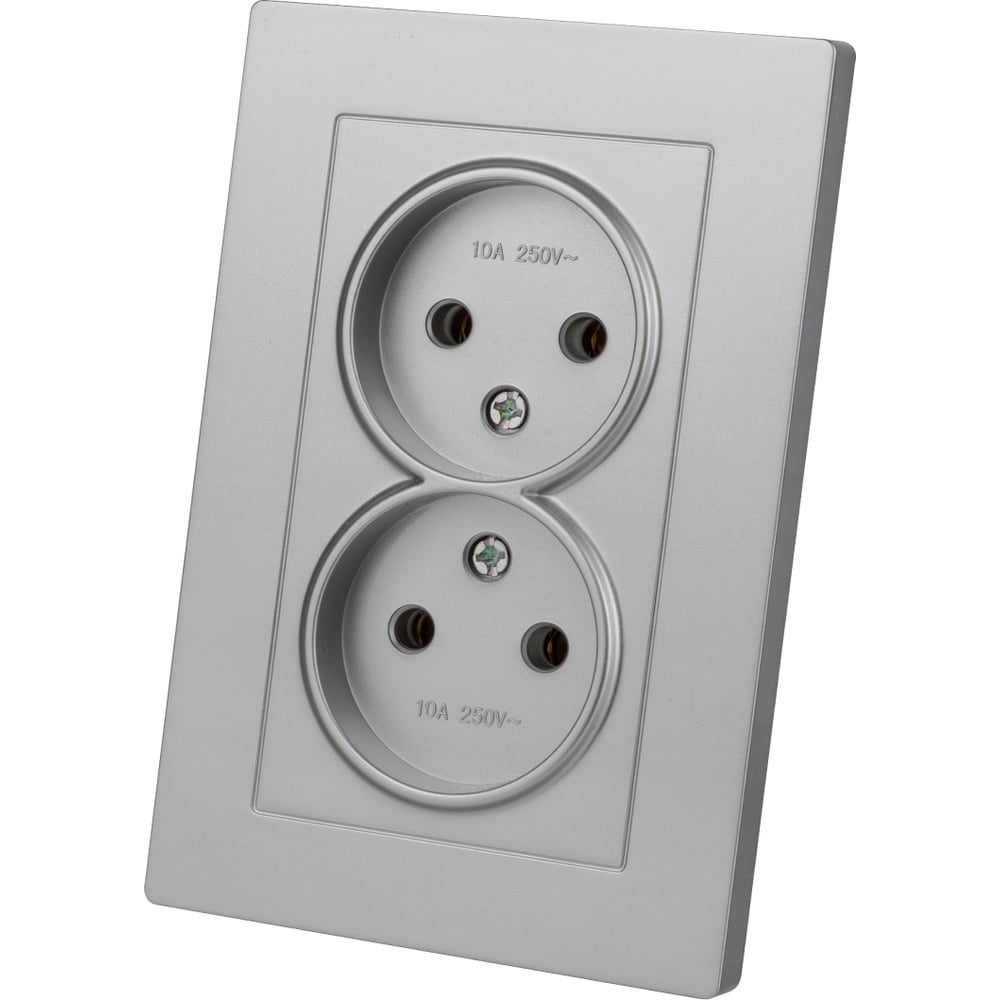 Изображение товара Розетка двойная TDM ELECTRIC 2П 10А 250В серебристый металлик Сенеж SQ1816-0234