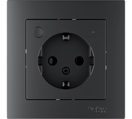 Изображение товара Розетка с заземлением, со шторкой Systeme Electric ATLASDESIGN SMART, Zigbee, L+N, 16 А, мех., КАРБОН ATN001045Z