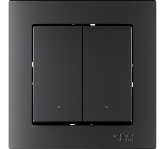 Изображение товара Выключатель 2-клавишный с подсветкой Systeme Electric ATLASDESIGN SMART, Zigbee, сх.5, L+N, 10 А, мех., КАРБОН ATN001053Z