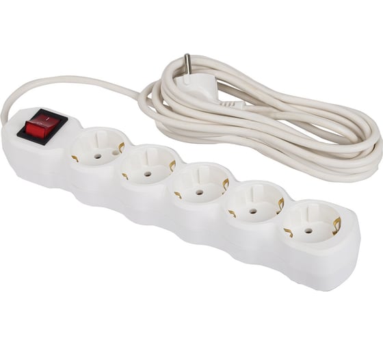 Изображение товара Сетевой фильтр ОФИСМАГ СУ10-005 5 розеток, с заземлением, выключатель, РАДИСТ 10 А, 3 м, белый 514143