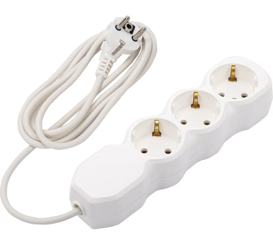 Изображение товара Удлинитель ОФИСМАГ У10-003 3 розетки, с заземлением, 10 А, 1,8 м, белый 514137