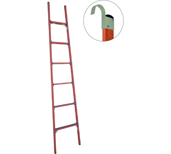 Изображение товара Стеклопластиковая приставная диэлектрическая лестница Антиток крюки ЛСПД-2.5 ТК 471546