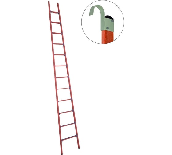Изображение товара Стеклопластиковая приставная диэлектрическая лестница Антиток крюки ЛСПД-4.5 Евро К 471569