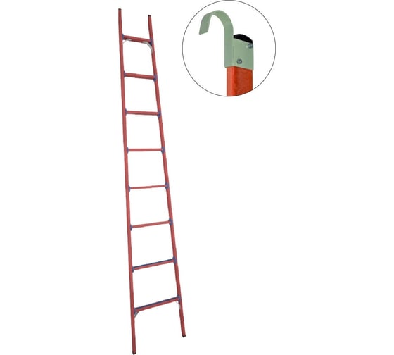 Изображение товара Стеклопластиковая приставная диэлектрическая лестница Антиток телеком+крюки ЛСПД-3.0 ТК 471559