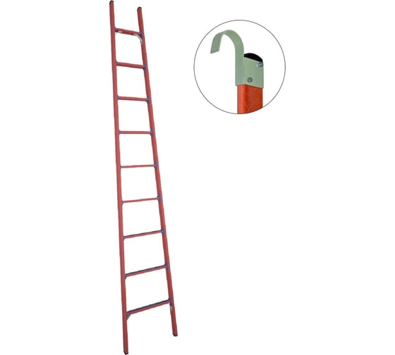 Изображение товара Стеклопластиковая приставная диэлектрическая лестница Антиток крюки ЛСПД-3.5 Евро К 471561