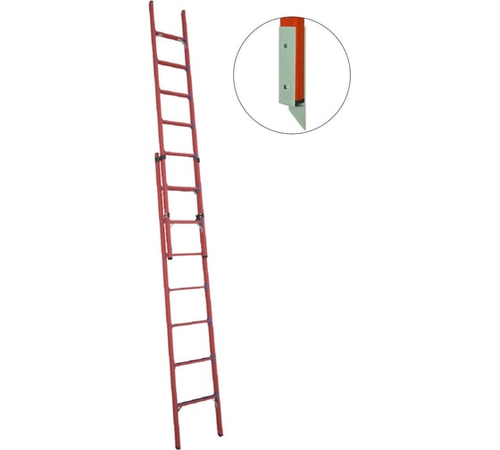 Изображение товара Диэлектрическая стеклопластиковая приставная, раздвижная лестница Антиток мягкий грунт ЛСПРД-4.0 Евро МГ 471574