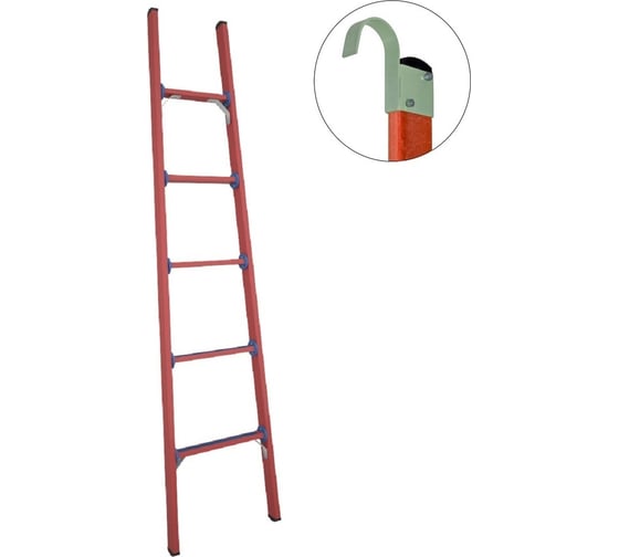 Изображение товара Стеклопластиковая приставная диэлектрическая лестница Антиток крюки ЛСПД-2.0 ЕК 471533