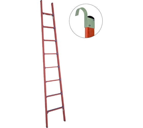 Изображение товара Стеклопластиковая приставная диэлектрическая лестница Антиток крюки ЛСПД-3.0 Е К 471551