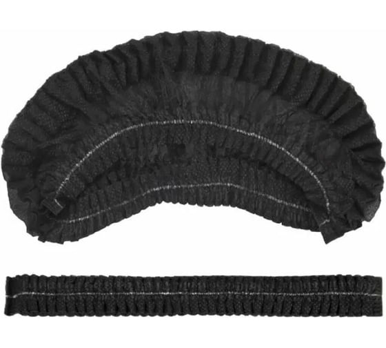 Изображение товара Шапочка ОФИСМАГ Шарлотта черная комплект 100 шт. спанбонд 10 г/м2, МЕДСЕРВИС, ш/к 48457  631642