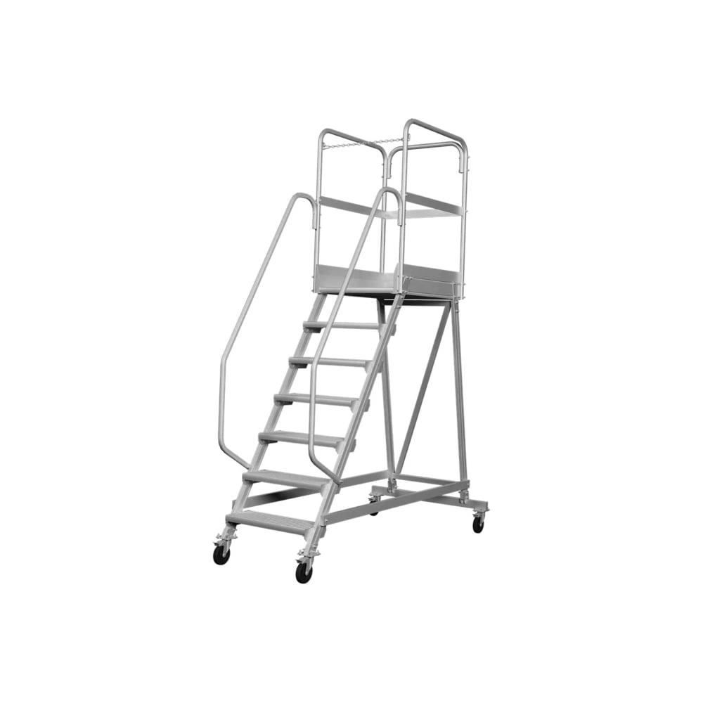 Изображение товара Лестница-подмости передвижная односторонняя с платформой Новая Высота NV 5511, 1x7 ступеней 200 мм, траверса 5511107