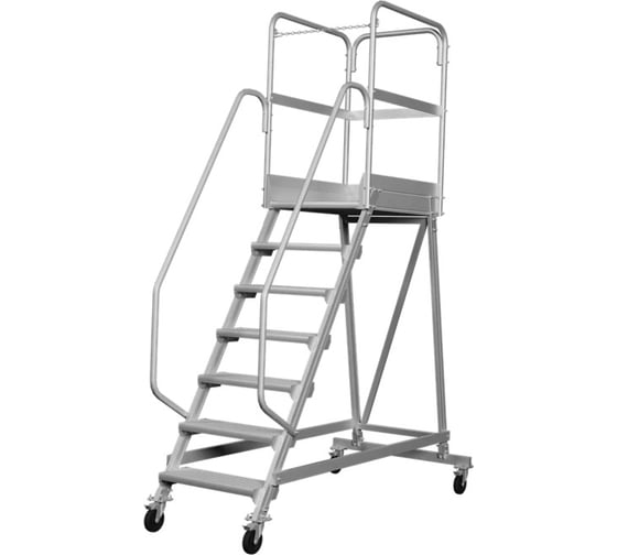 Изображение товара Лестница-подмости передвижная односторонняя с платформой Новая Высота NV 5511, 1x7 ступеней 200 мм, траверса 5511107