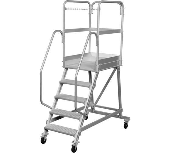Изображение товара Лестница-подмости передвижная односторонняя с платформой Новая Высота NV 5511, 1x5 ступеней 200 мм, траверса 5511105