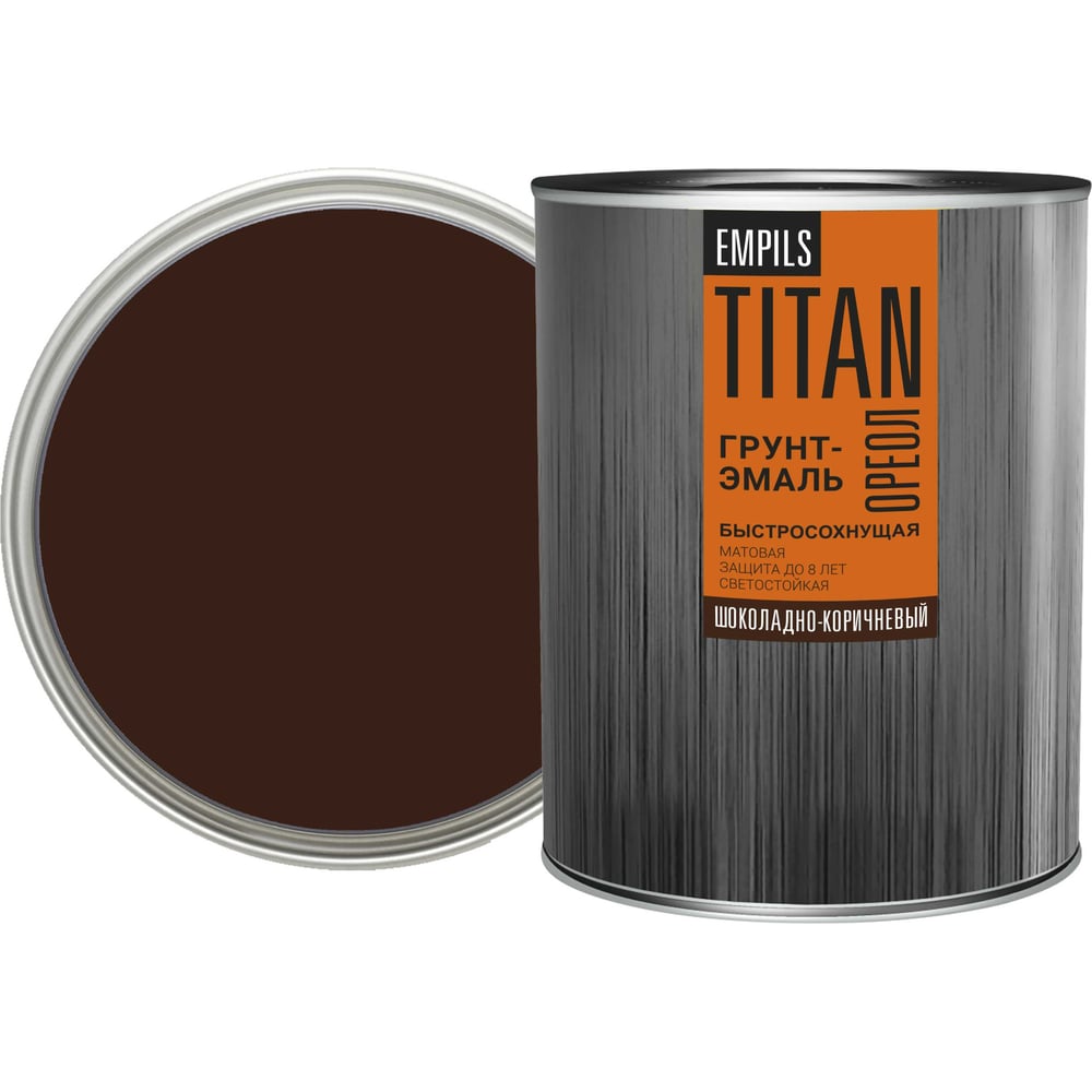 Изображение товара Грунт-эмаль ОРЕОЛ TITAN матовая шоколадно-коричневая RA 83781 0.75л