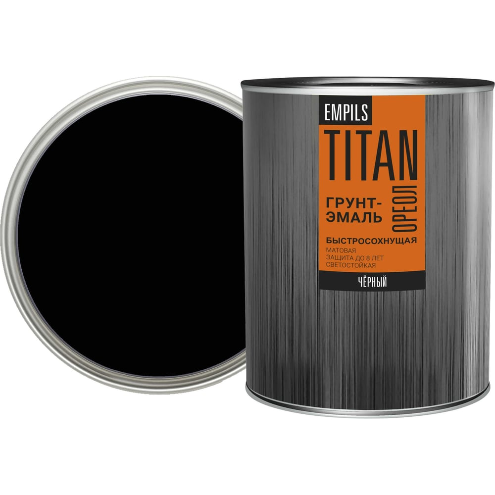 Изображение товара Грунт-эмаль быстросохнущая ОРЕОЛ ITAN матовая чёрная 0.75 л