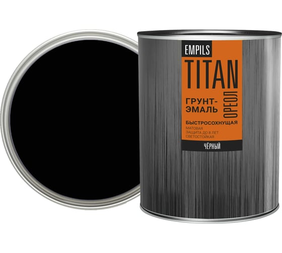 Изображение товара Грунт-эмаль быстросохнущая ОРЕОЛ ITAN матовая чёрная RAL 9005 0.75 л 83777
