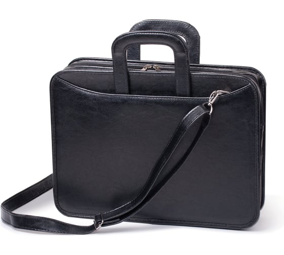 Изображение товара Портфель ОФИСМАГ Карьера, 36x31x7 см, искусственная кожа, 2 отделения, на молнии, черный, 162 240267