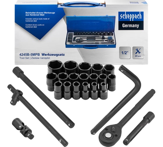 Изображение товара Набор инструментов Scheppach 24 предмета 1/2 6 граней Sch-4245B-5MPB(65252)