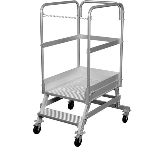 Изображение товара Лестница-подмости передвижная односторонняя Новая Высота с платформой NV 5511, 1x2 ступени 200 мм, траверса 5511102