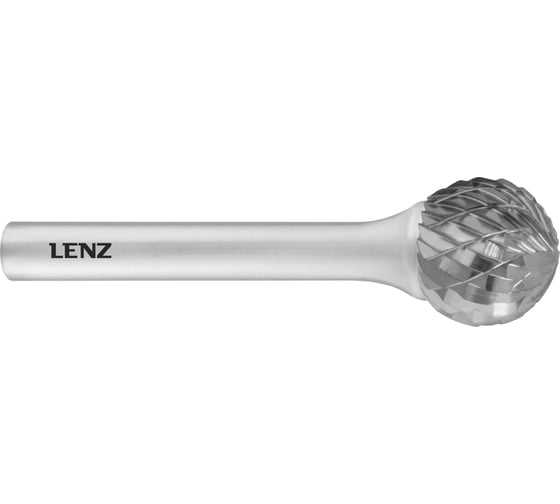 Изображение товара Бор-фреза по металлу твердосплавная LENZ форма D, сфера, 8x7х6x52 мм, N3, без покрытия LZBD 060 N3