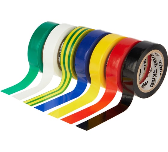 Изображение товара Набор изоленты KRANZ 0,13х15 мм, 10 м, 7 цветов KR-09-2010-E