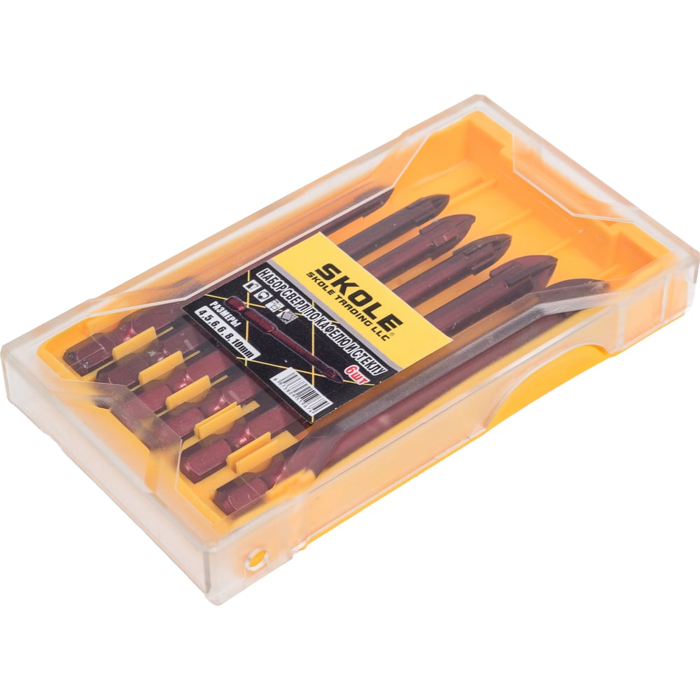 Изображение товара Набор сверл по стеклу и плитке SKOLE (ST5) 6 шт диаметр 4-10 мм