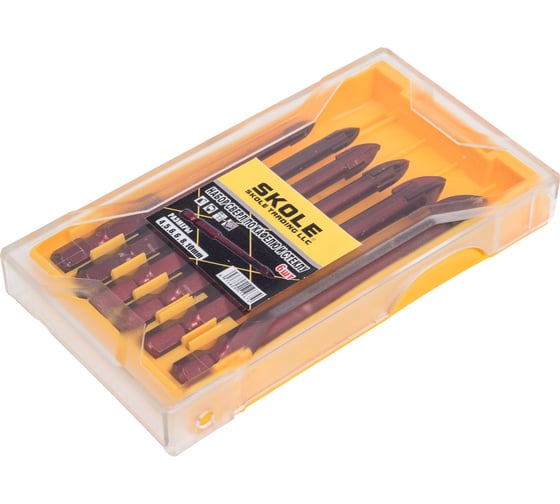 Изображение товара Набор сверл по стеклу/плитке квадро эконом SKOLE (ST5) 6шт/уп (4,5,6,6,8,10мм) ST5-6PC