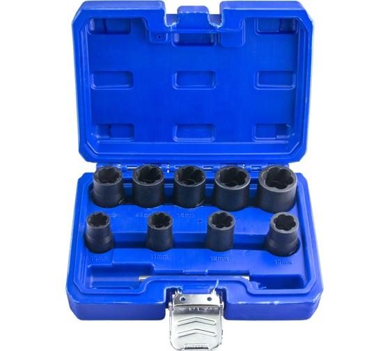 Изображение товара Набор головок экстракторов для поврежденного болтов и гаек ZIPMEND 3/8", (10-17, 19мм), 10предметов ZS-H041001