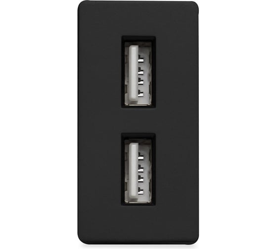 Изображение товара Розетка Vell черная, 1/2, USB A + USB A разъем, 2,4 А, 5 В, модуль, BK-1/2-AA 1379003