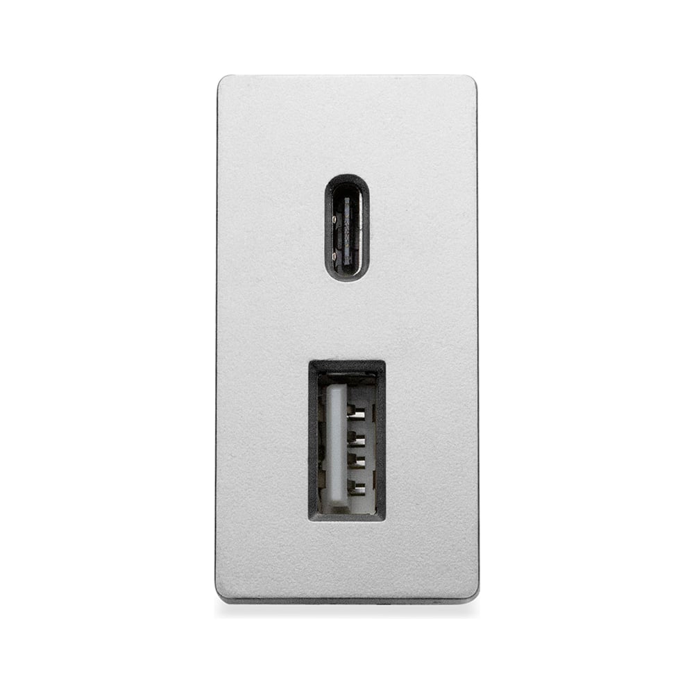 Изображение товара Розетка Vell с USB A и USB C 4А серый 1379008