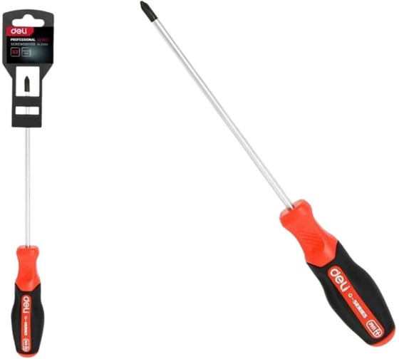 Изображение товара Крестовая отвертка DELI PH2x125мм, DL3461, сталь S2, магнит, прорезиненная рукоятка 180147