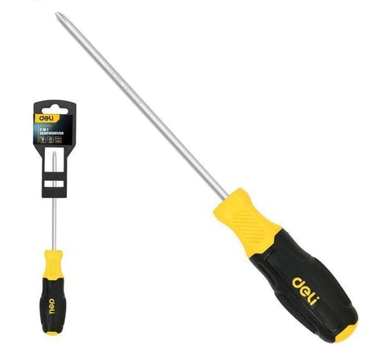 Изображение товара Двухсторонняя отвертка DELI PH2+SL6x150мм DL632103 сталь Cr-V, двухкомпонентная прорезиненная рукоять 183584