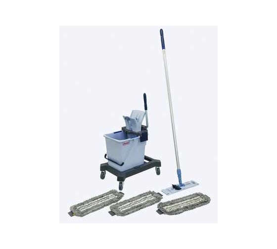 Изображение товара Набор Vileda Professional №3 Необходимый минимум с УльтраСпид Про: ведро 25 л, отжим, рычаг, платформа на колесах, держатель мопов, ручка алюминиевая 150 см, 3 мопа Трио 166378